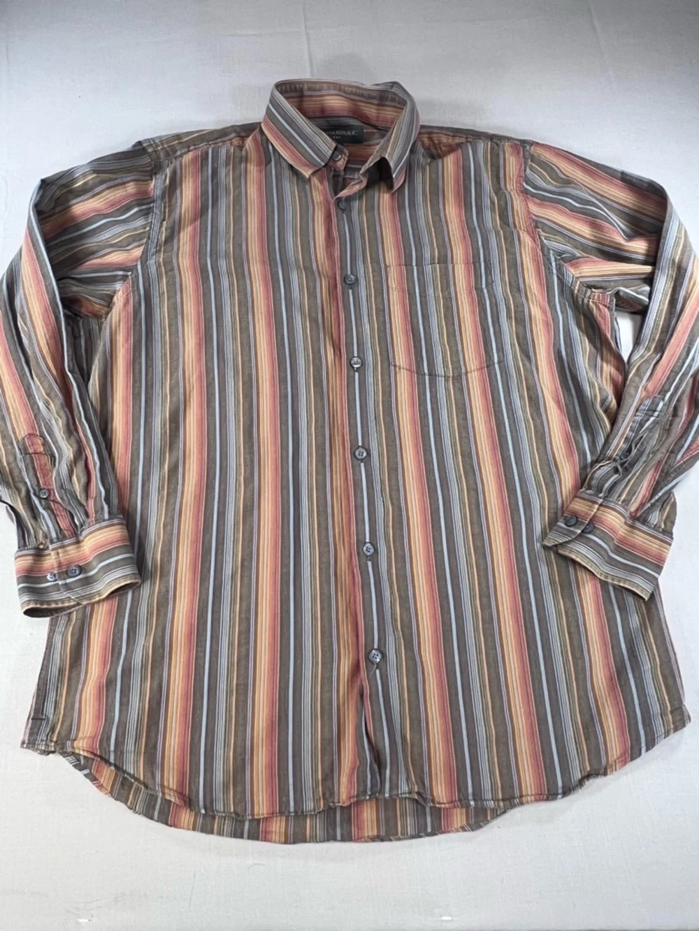 Banana Republic Men’s L Multi Stripe Long Sleeve Button Down 100% Cotton Shirt